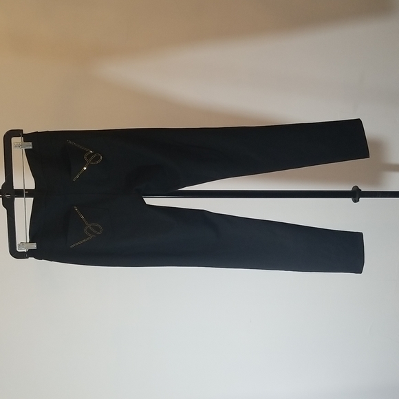 bebe faux 5 packet PDR Pants bling rhinestone gold sexy cute stretchy bottoms - Picture 1 of 7